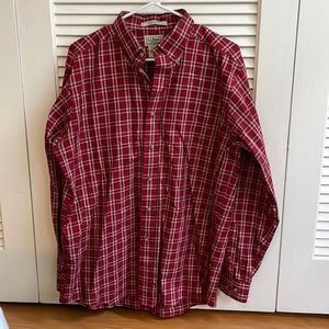 LL Bean Mens dark red plaid shirt